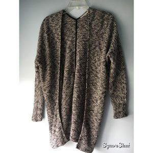 Gray and White Knit Cardigan